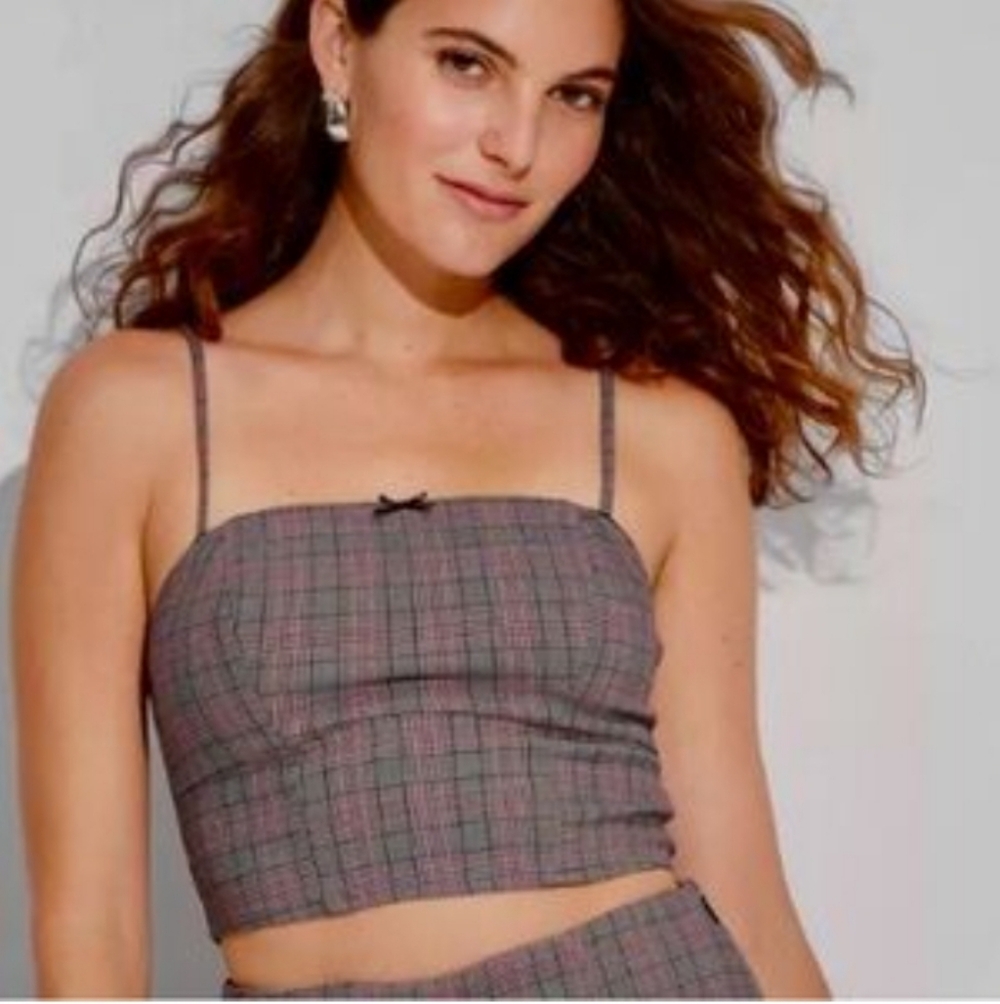 Wild Fable Plaid‎ Cropped Tank Top